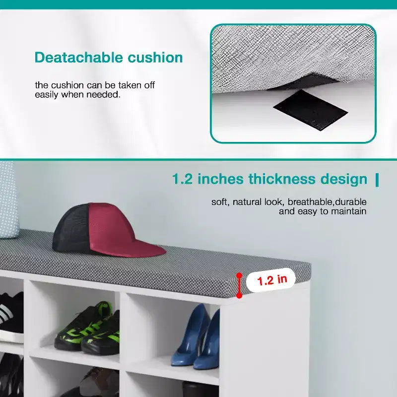 BestMassage Shoe Bench Storage Shoe Organizer Entryway Bench with with Cushion