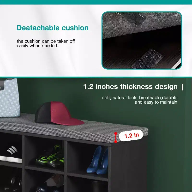 BestMassage Shoe Bench Storage Shoe Organizer Entryway Bench with with Cushion