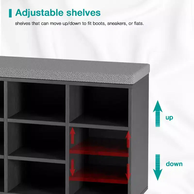 BestMassage Shoe Bench Storage Shoe Organizer Entryway Bench with with Cushion