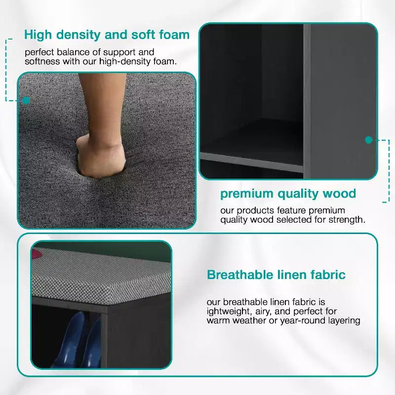 BestMassage Shoe Bench Storage Shoe Organizer Entryway Bench with with Cushion