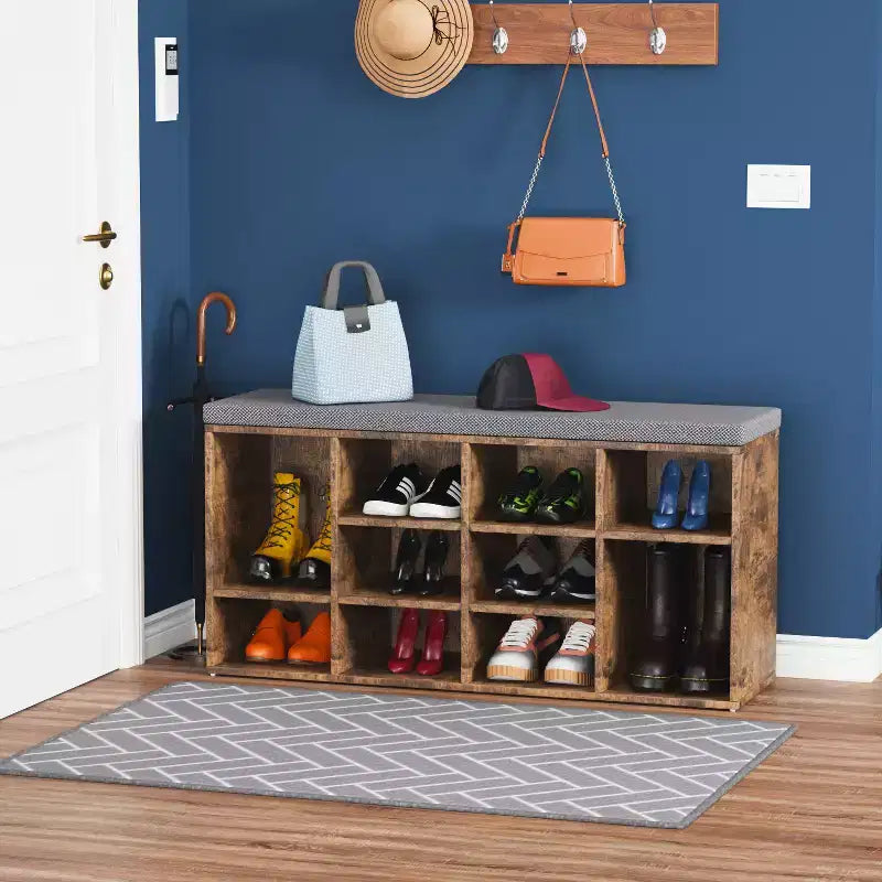 BestMassage Shoe Bench Storage Shoe Organizer Entryway Bench with with Cushion