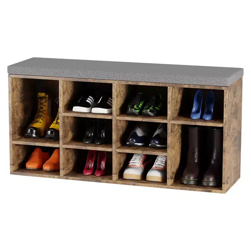 BestMassage Shoe Bench Storage Shoe Organizer Entryway Bench with with Cushion