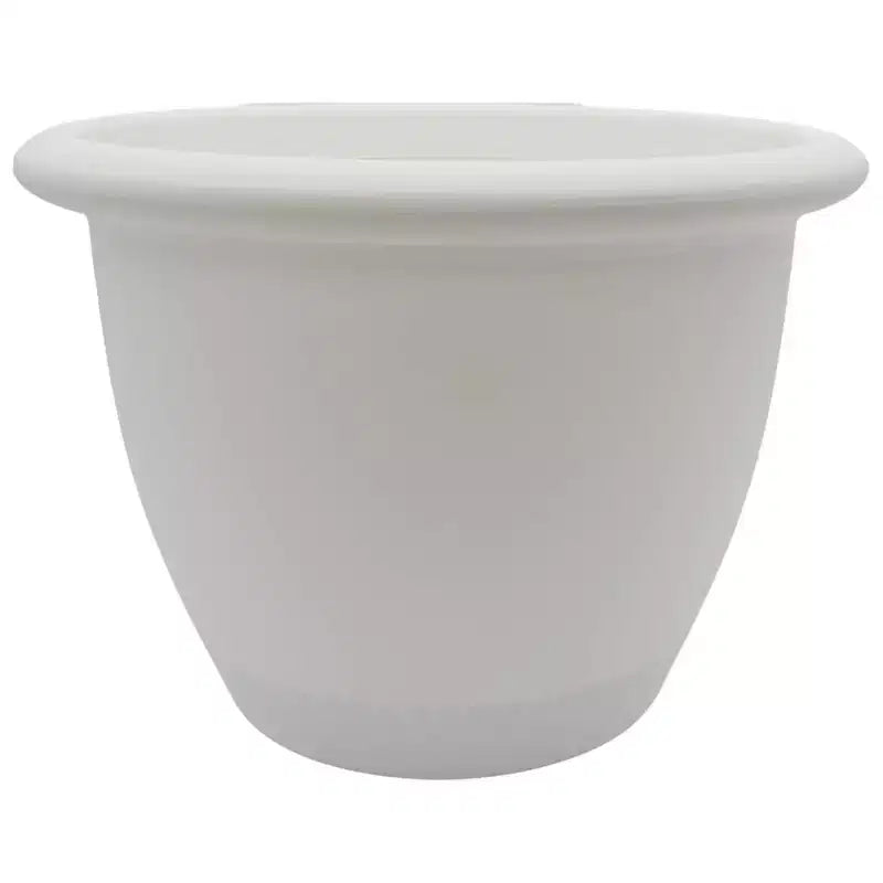The HC Companies Sevilla Round Self-Watering Pot, Plastic Classic Planter with Internal Disk for Indoor and Outdoor Plants, 14 Inch, White