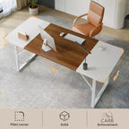 PINMOCO 63 Inch Home Office Desk, Modern Computer Desk with Waterproof Wood Top and Metal Frame for Study Room