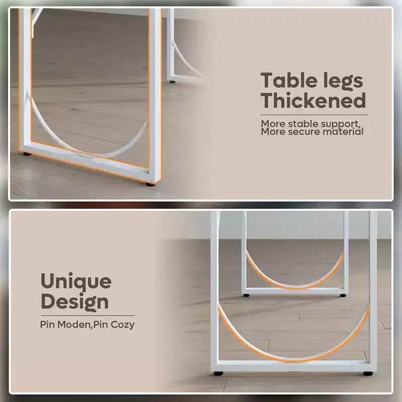 PINMOCO 63 Inch Home Office Desk, Modern Computer Desk with Waterproof Wood Top and Metal Frame for Study Room