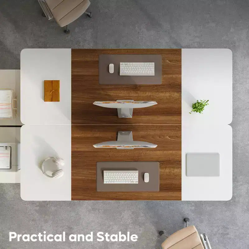 PINMOCO 63 Inch Home Office Desk, Modern Computer Desk with Waterproof Wood Top and Metal Frame for Study Room