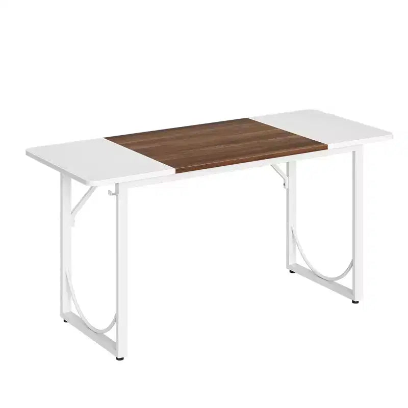 PINMOCO 63 Inch Home Office Desk, Modern Computer Desk with Waterproof Wood Top and Metal Frame for Study Room