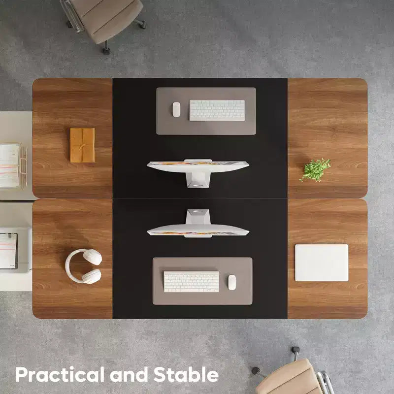 PINMOCO 63 Inch Home Office Desk, Modern Computer Desk with Waterproof Wood Top and Metal Frame for Study Room