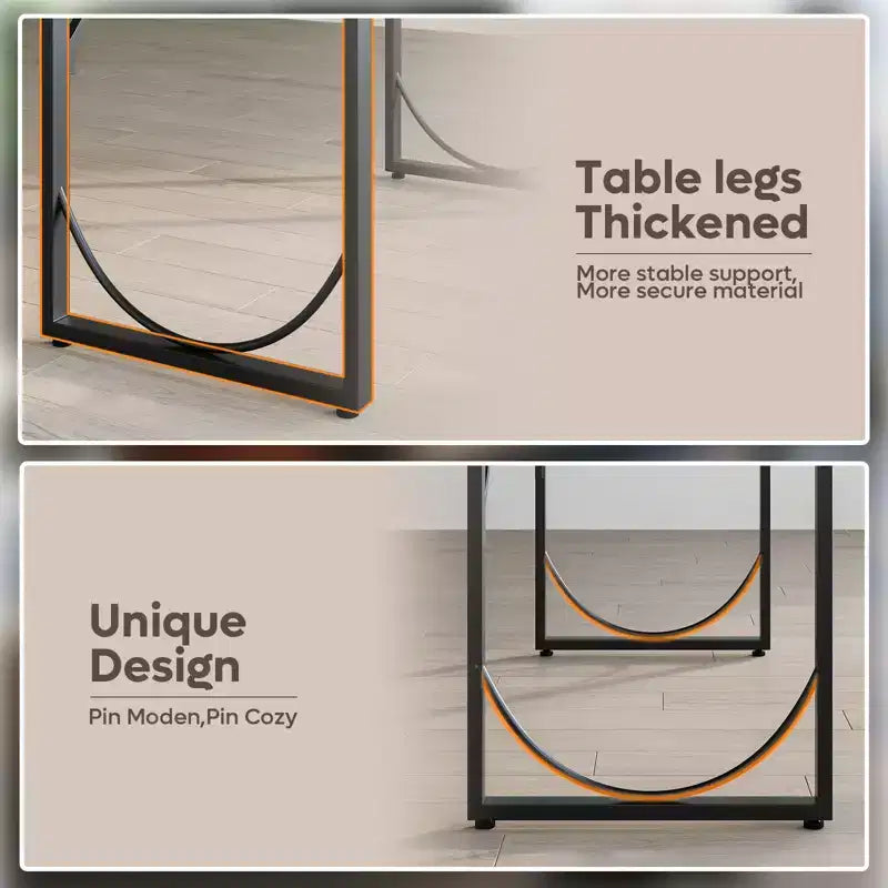 PINMOCO 63 Inch Home Office Desk, Modern Computer Desk with Waterproof Wood Top and Metal Frame for Study Room