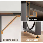 PINMOCO 63 Inch Home Office Desk, Modern Computer Desk with Waterproof Wood Top and Metal Frame for Study Room