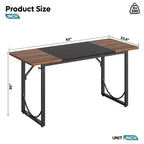 PINMOCO 63 Inch Home Office Desk, Modern Computer Desk with Waterproof Wood Top and Metal Frame for Study Room