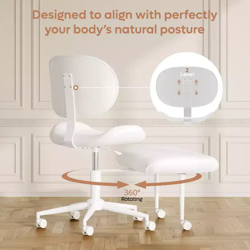 Pinmoco Armless Cross Legged Office Chair, Extra Wide Seat, 360 Swivel Design, Ergonomic Desk Chair for Home Office, Gaming & Meditation