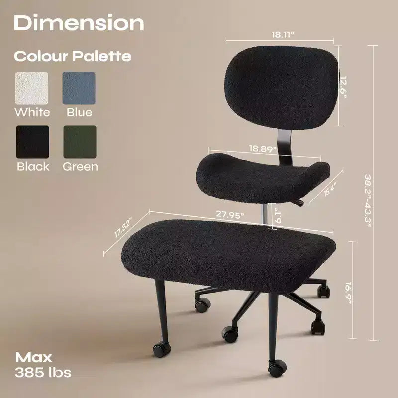 Pinmoco Armless Cross Legged Office Chair, Extra Wide Seat, 360 Swivel Design, Ergonomic Desk Chair for Home Office, Gaming & Meditation