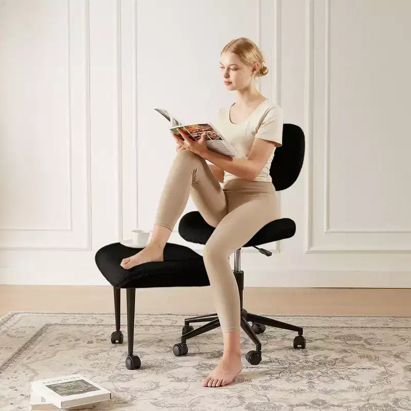 Pinmoco Armless Cross Legged Office Chair, Extra Wide Seat, 360 Swivel Design, Ergonomic Desk Chair for Home Office, Gaming & Meditation