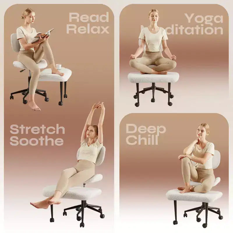 Pinmoco Armless Cross Legged Office Chair, Extra Wide Seat, 360 Swivel Design, Ergonomic Desk Chair for Home Office, Gaming & Meditation