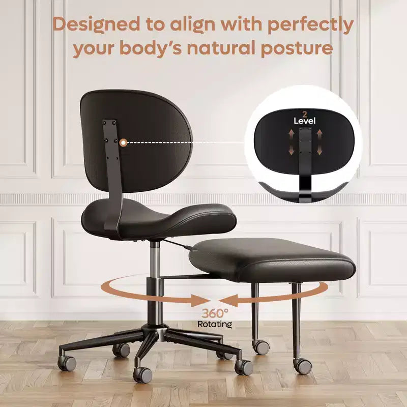 Pinmoco Armless Cross Legged Office Chair, Extra Wide Seat, 360 Swivel Design, Ergonomic Desk Chair for Home Office, Gaming & Meditation