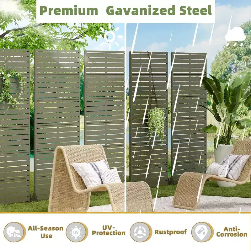 PexFix 72 in. x 35 in. Outdoor Privacy Rectangle Screen Galvanized Steel Panel Divider in Green