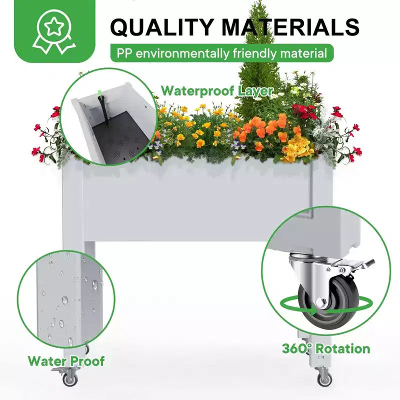 Chic Crate - Srushti Raised Garden Bed with Wheels for Indoor & Outdoor
