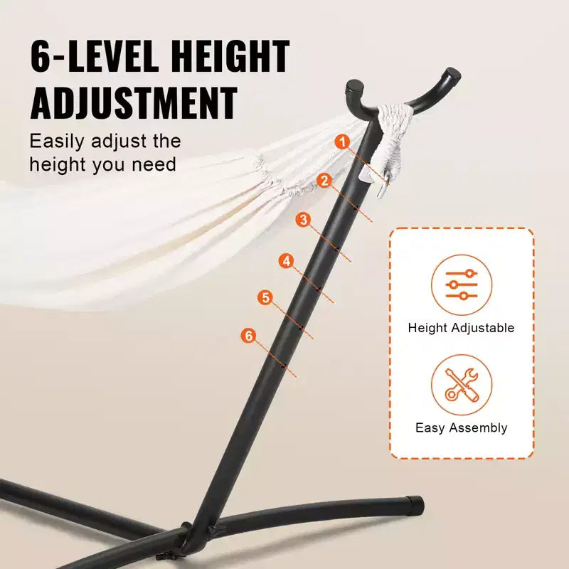 VEVOR Portable Hammock Stand, 450lbs Capacity Steel Hammock Stand for 2 Person, Heavy Duty Adjustable Hooks Hammock Frame Fits 9.5-12.6 ft Hammocks