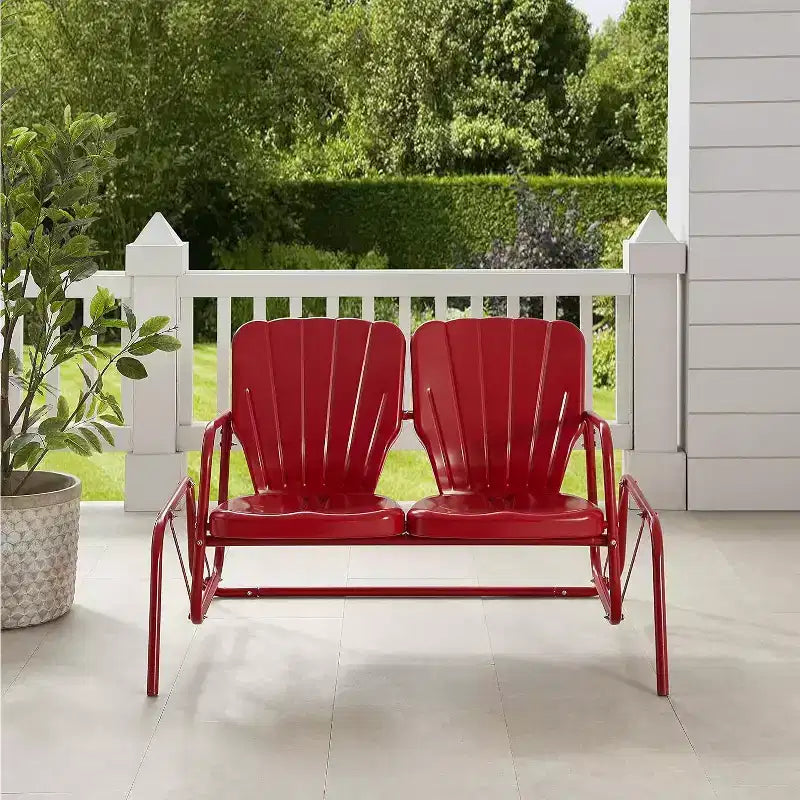 HomeStock Ridgeland Outdoor Metal Loveseat Glider