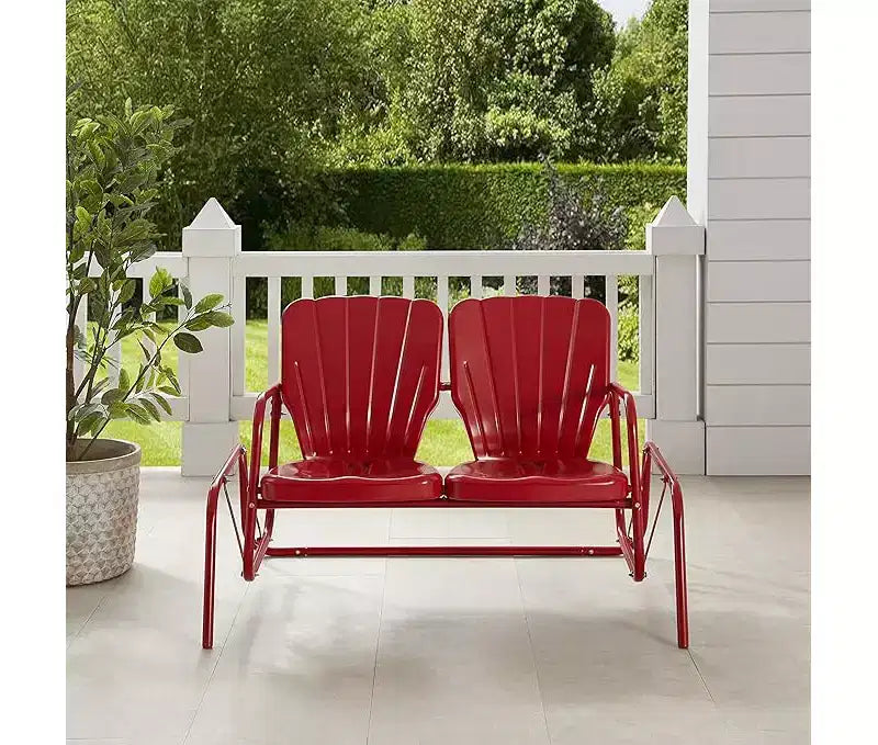 HomeStock Ridgeland Outdoor Metal Loveseat Glider