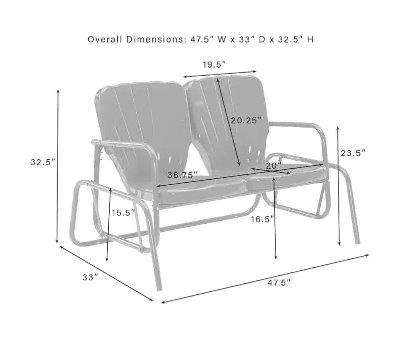 HomeStock Ridgeland Outdoor Metal Loveseat Glider