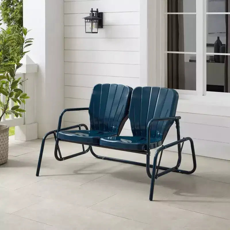 HomeStock Ridgeland Outdoor Metal Loveseat Glider