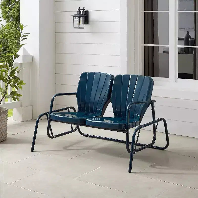 HomeStock Ridgeland Outdoor Metal Loveseat Glider