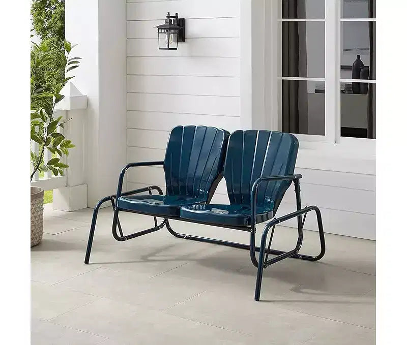 HomeStock Ridgeland Outdoor Metal Loveseat Glider