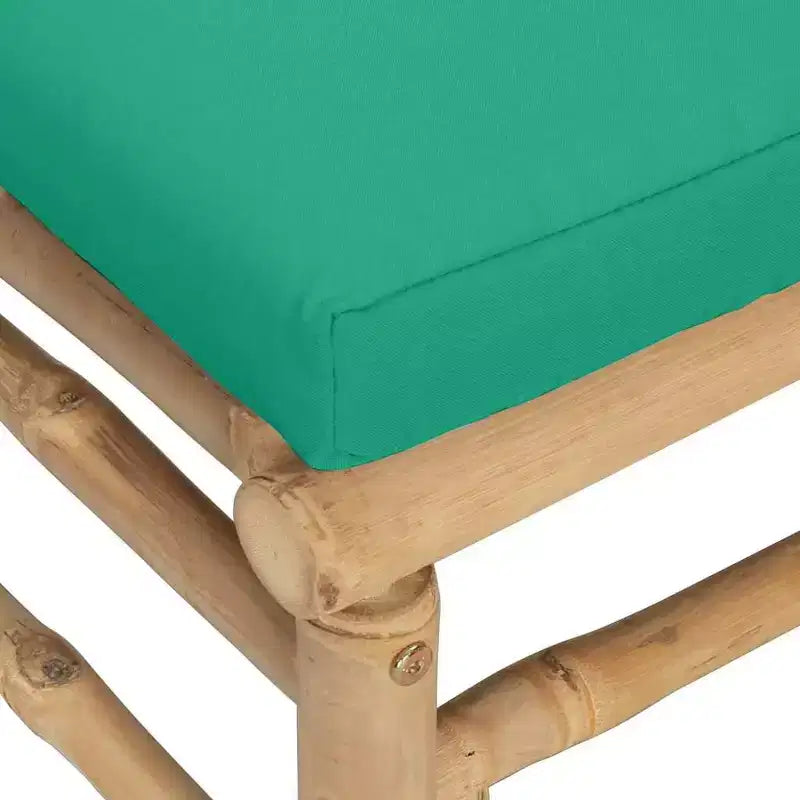 vidaXL Outdoor Patio Corner Sofa with Green Cushions  Natural Bamboo, Thick Padded Comfort, Easy Assembly, Modular Design  27.2 x 27.2 x 25.6 inch