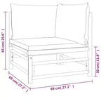 vidaXL Outdoor Patio Corner Sofa with Green Cushions  Natural Bamboo, Thick Padded Comfort, Easy Assembly, Modular Design  27.2 x 27.2 x 25.6 inch
