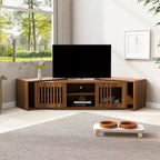 Cat TV Stand Extendable TV Stand Litter Box TV Console, Cat friendly Furniture, Mid-Century Morden, Walnut-ModernLuxe