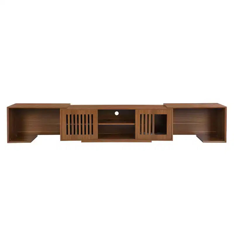 Cat TV Stand Extendable TV Stand Litter Box TV Console, Cat friendly Furniture, Mid-Century Morden, Walnut-ModernLuxe