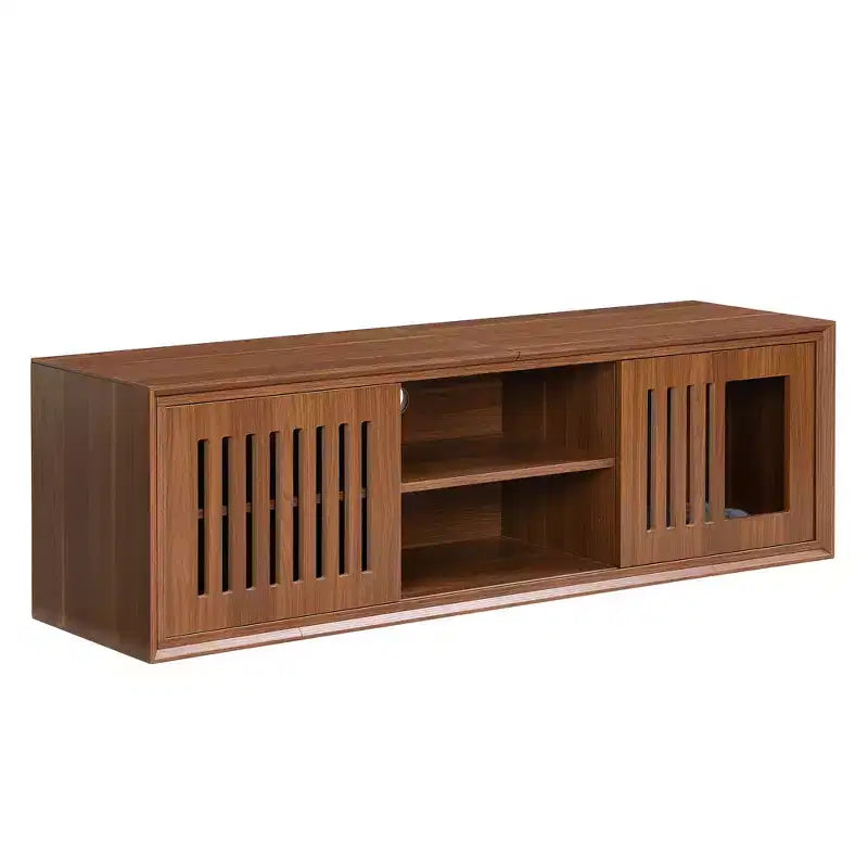 Cat TV Stand Extendable TV Stand Litter Box TV Console, Cat friendly Furniture, Mid-Century Morden, Walnut-ModernLuxe