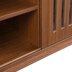 Cat TV Stand Extendable TV Stand Litter Box TV Console, Cat friendly Furniture, Mid-Century Morden, Walnut-ModernLuxe