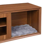 Cat TV Stand Extendable TV Stand Litter Box TV Console, Cat friendly Furniture, Mid-Century Morden, Walnut-ModernLuxe