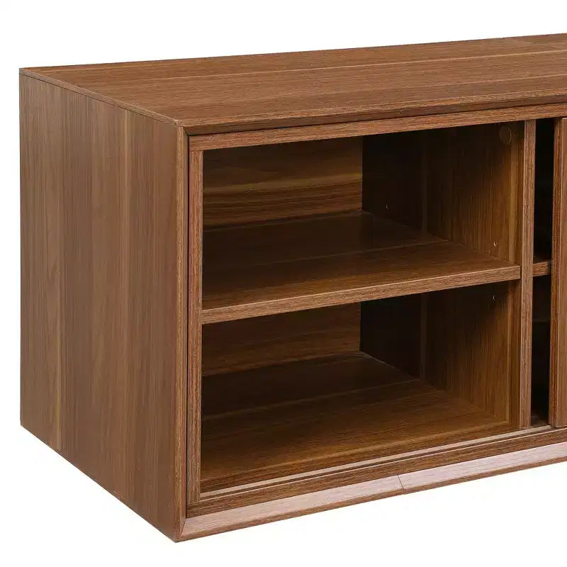 Cat TV Stand Extendable TV Stand Litter Box TV Console, Cat friendly Furniture, Mid-Century Morden, Walnut-ModernLuxe