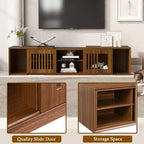 Cat TV Stand Extendable TV Stand Litter Box TV Console, Cat friendly Furniture, Mid-Century Morden, Walnut-ModernLuxe
