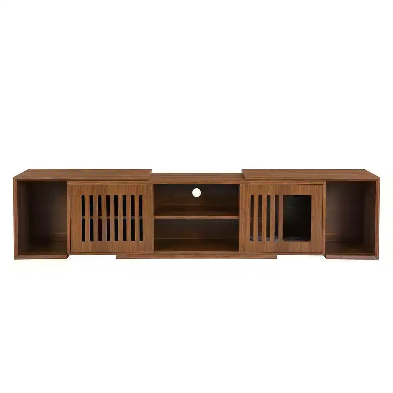 Cat TV Stand Extendable TV Stand Litter Box TV Console, Cat friendly Furniture, Mid-Century Morden, Walnut-ModernLuxe