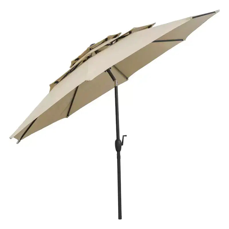 Costway 10 ft 3-tier Vented Patio Umbrella Large Market Table Umbrella Outdoor Sun Shade Brown/Turquoise/Navy/Beige/Gray/Red/Black