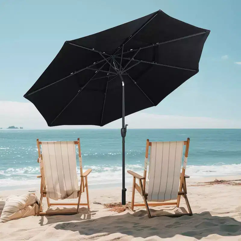 Costway 10 ft 3-tier Vented Patio Umbrella Large Market Table Umbrella Outdoor Sun Shade Brown/Turquoise/Navy/Beige/Gray/Red/Black