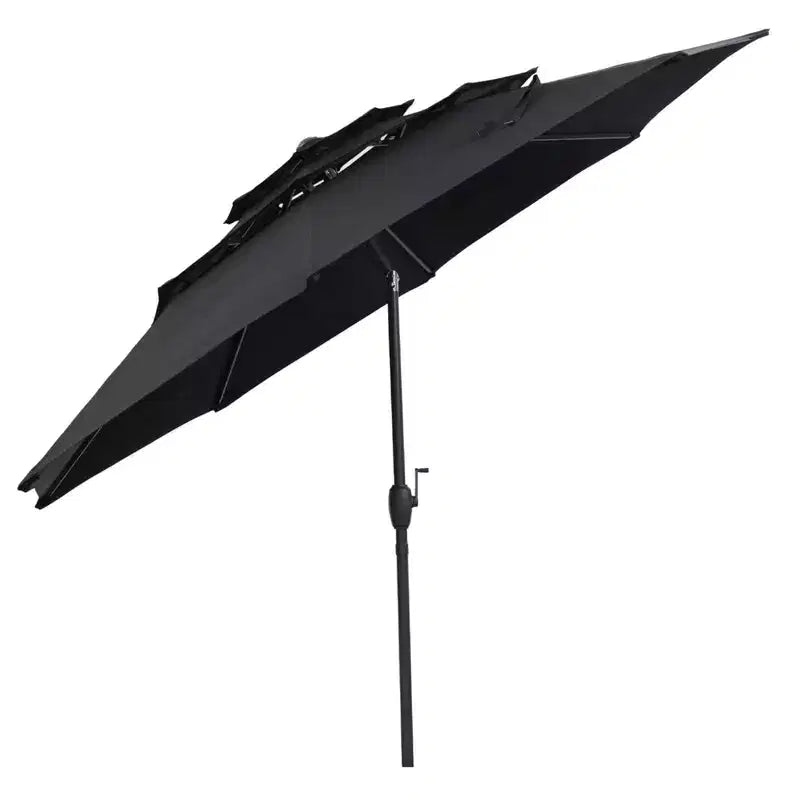 Costway 10 ft 3-tier Vented Patio Umbrella Large Market Table Umbrella Outdoor Sun Shade Brown/Turquoise/Navy/Beige/Gray/Red/Black