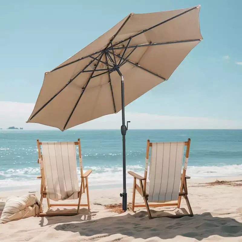 Costway 10 ft 3-tier Vented Patio Umbrella Large Market Table Umbrella Outdoor Sun Shade Brown/Turquoise/Navy/Beige/Gray/Red/Black
