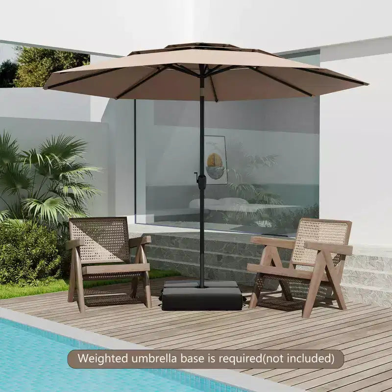 Costway 10 ft 3-tier Vented Patio Umbrella Large Market Table Umbrella Outdoor Sun Shade Brown/Turquoise/Navy/Beige/Gray/Red/Black