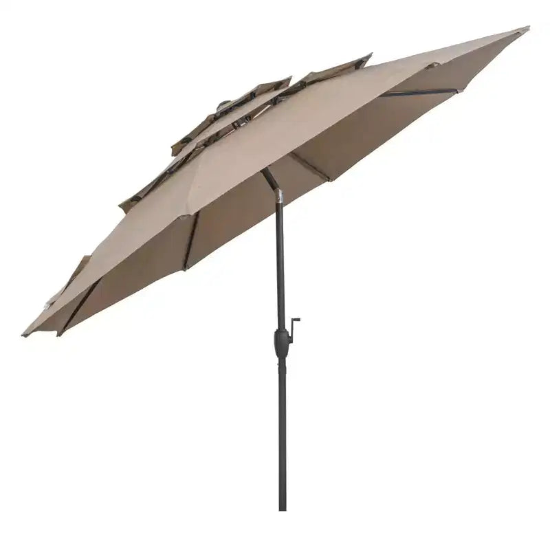 Costway 10 ft 3-tier Vented Patio Umbrella Large Market Table Umbrella Outdoor Sun Shade Brown/Turquoise/Navy/Beige/Gray/Red/Black