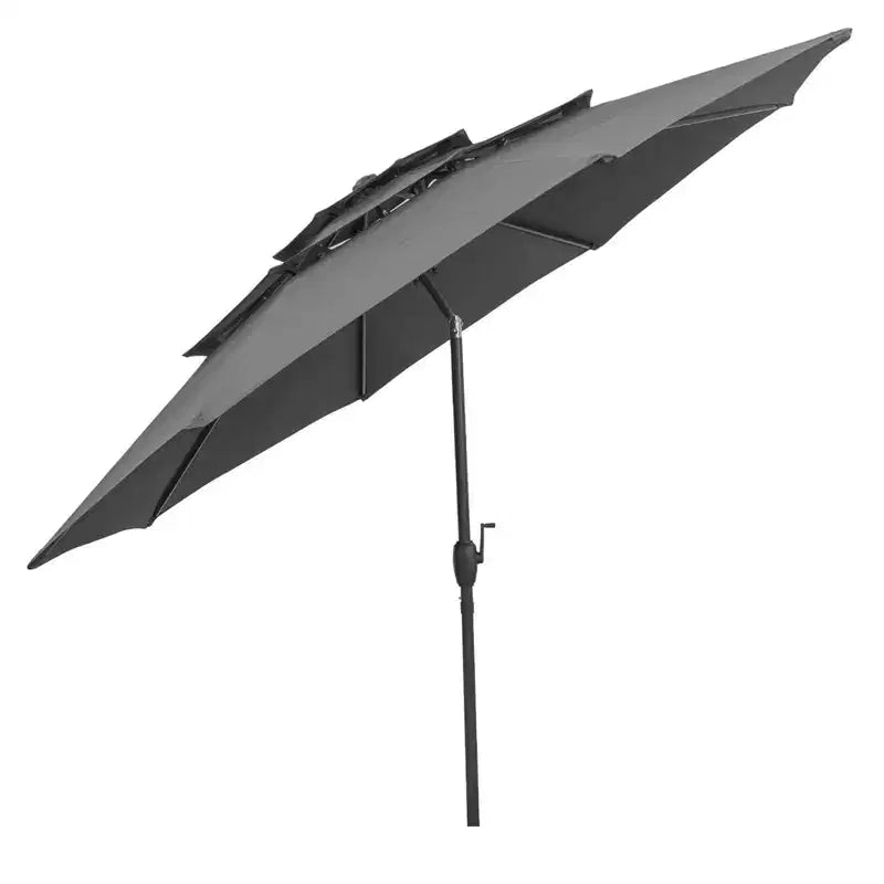 Costway 10 ft 3-tier Vented Patio Umbrella Large Market Table Umbrella Outdoor Sun Shade Brown/Turquoise/Navy/Beige/Gray/Red/Black