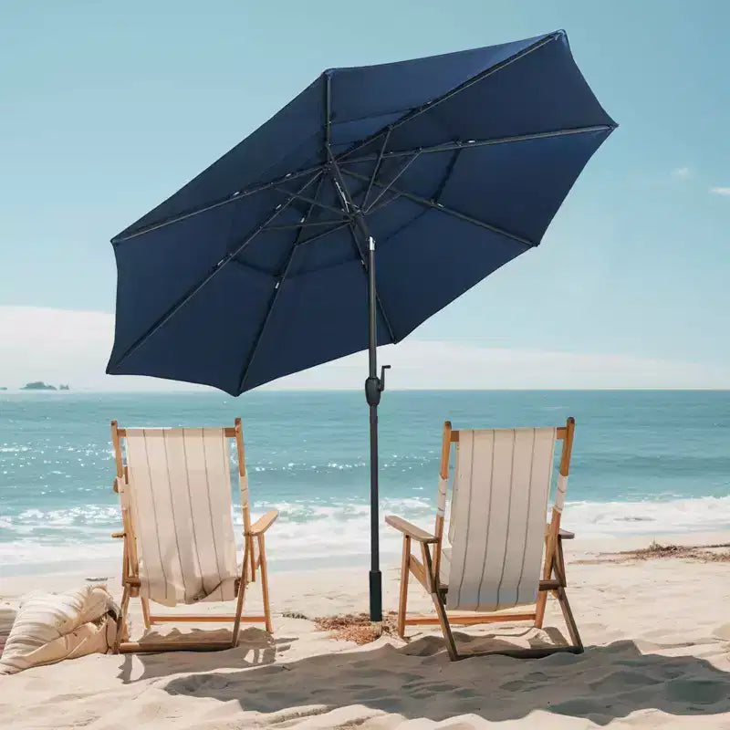 Costway 10 ft 3-tier Vented Patio Umbrella Large Market Table Umbrella Outdoor Sun Shade Brown/Turquoise/Navy/Beige/Gray/Red/Black