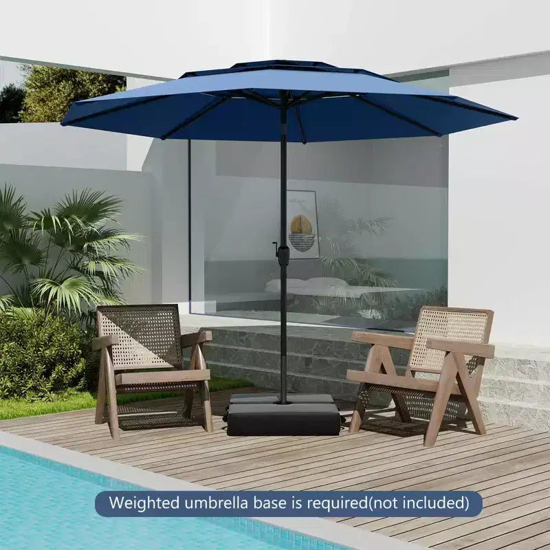 Costway 10 ft 3-tier Vented Patio Umbrella Large Market Table Umbrella Outdoor Sun Shade Brown/Turquoise/Navy/Beige/Gray/Red/Black
