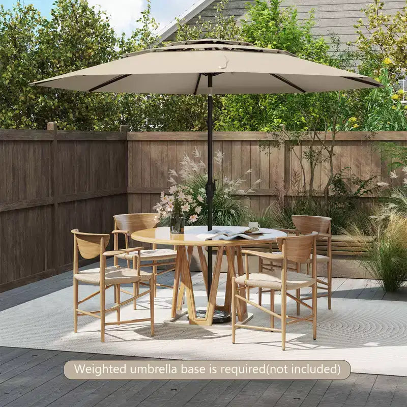 Costway 10 ft 3-tier Vented Patio Umbrella Large Market Table Umbrella Outdoor Sun Shade Brown/Turquoise/Navy/Beige/Gray/Red/Black