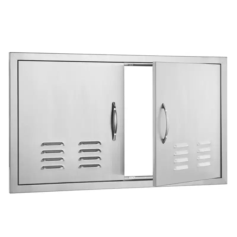 VEVOR BBQ Access Door, 36W x 21H Inch Double Outdoor Kitchen Door, Stainless Steel Flush Mount Door, Wall Vertical Door with Handles and Vents
